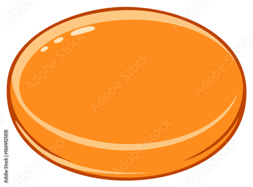 Cartoon Illustration of a Glossy Orange Pill or Hard Candy