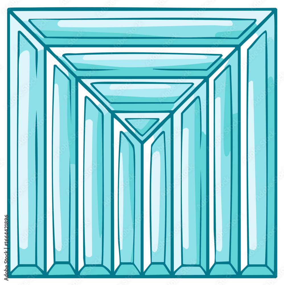 Obraz premium Abstract geometric crystal with many facets in shades of blue and white