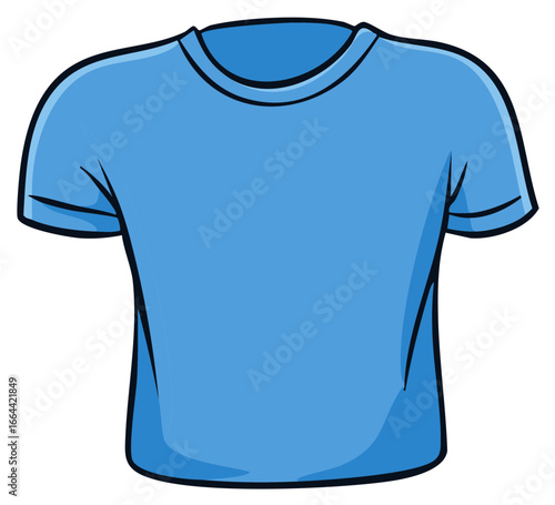 Light blue T-shirt cartoon illustration design template for apparel presentation mockup vector graphic