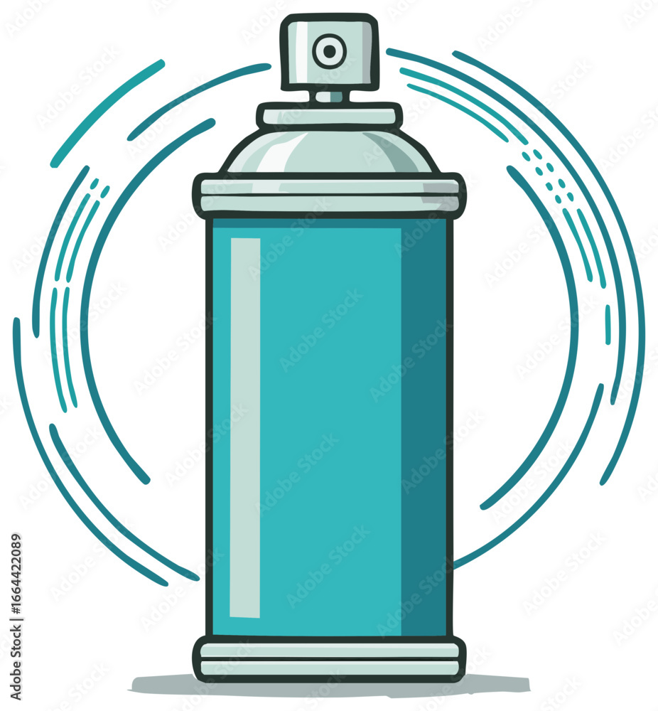 Obraz premium Illustration of a Teal Aerosol Spray Paint Can with Blue Spray Motion
