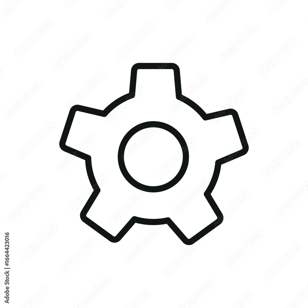 Gear icon in line style for mechanic, system, and technology content. Gear icon in line style for mechanic, system, and technology content.