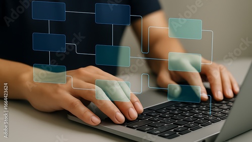 female hands typing on keyboard