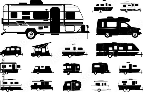 "Stylized Set of Modern Boats and Yachts Vector Illustration"