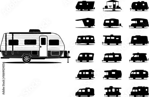 "Stylized Set of Modern Boats and Yachts Vector Illustration"