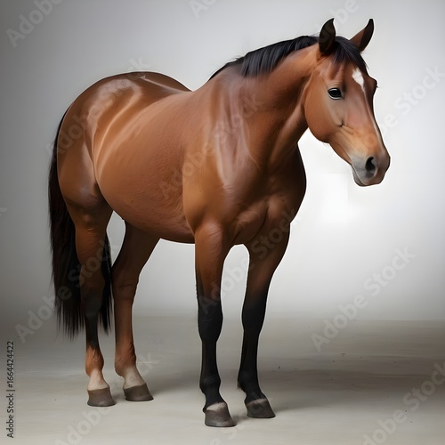 Highly detailed isolated brown horse in profile, commercial stock photo