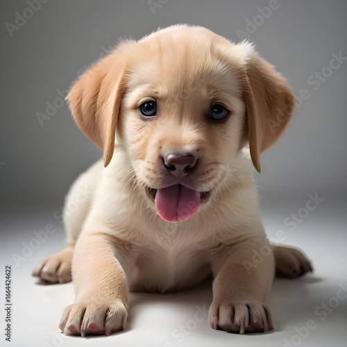 golden retriever dog sitting on a pure white background. Perfect for commercial stock photo use, advertising, and pet-related content.