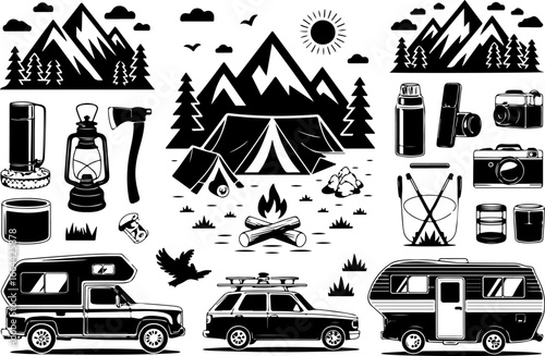 "Stylized Set of Modern Boats and Yachts Vector Illustration"