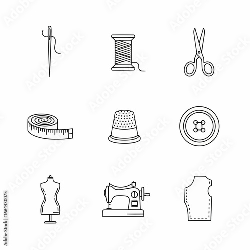 Sewing and Tailoring Line Icons