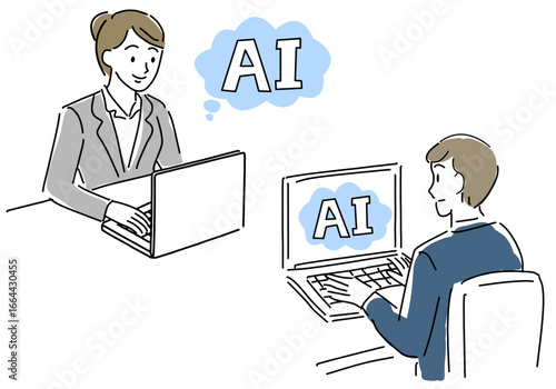 AIを活用するビジネスパーソン男女セット