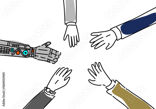 人間と機械が手を取り合うDXイメージ