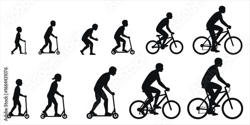 Wallpaper Mural Evolution of transportation from scooter to bicycle in silhouette child Torontodigital.ca