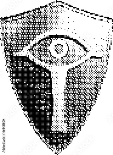 Halftone Eye of Horus and Obelisk Symbol