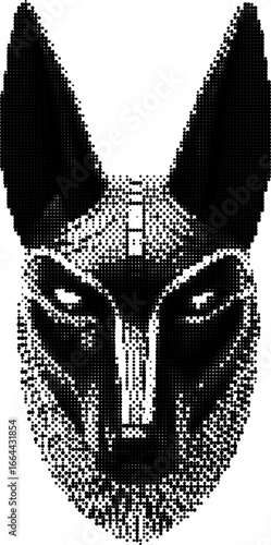 Black and White Halftone Illustration of Anubis