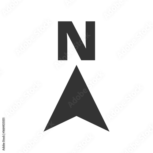 North direction compass icon isolated on transparent background