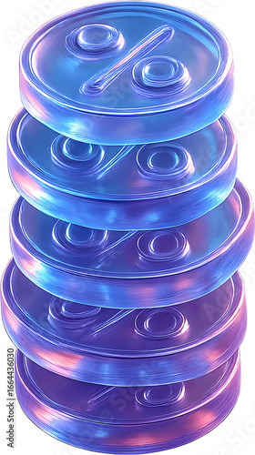 투명유리동전쌓기3D일러스트