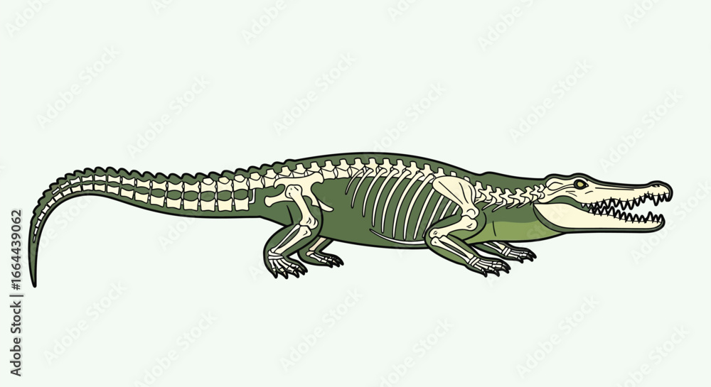 Naklejka premium Anatomy of a Crocodile: Skeletal Structure Illustration
