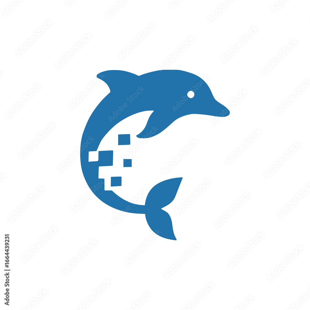 Fototapeta premium digital dolphin technology company logo flat color vector illustration template design