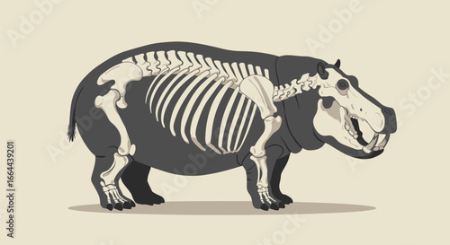 Anatomy of a Hippopotamus: Skeletal Structure Illustration