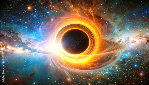 Black Hole and Nebula in Deep Outer Space