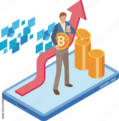 ビットコインの取引をする男性