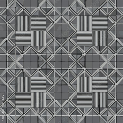 Seamless Pattern, Geometric pattern with squares and triangles in gray tones for background use Stock royalty free image.