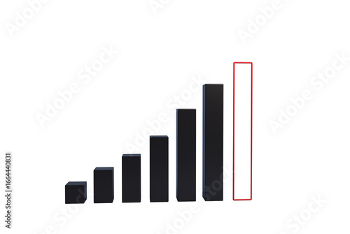 3D Rendering of a black bar chart with six solid bars and one outlined red bar, isolated on white background, representing business growth concept Free Download 3D Rendering of a black bar chart with six solid bars and one outlined red bar, isolated on white background, representing business growth concept - GFXLoad