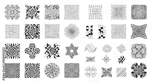 A comprehensive collection of diverse abstract geometric and organic pixelated visual patterns for design inspiration