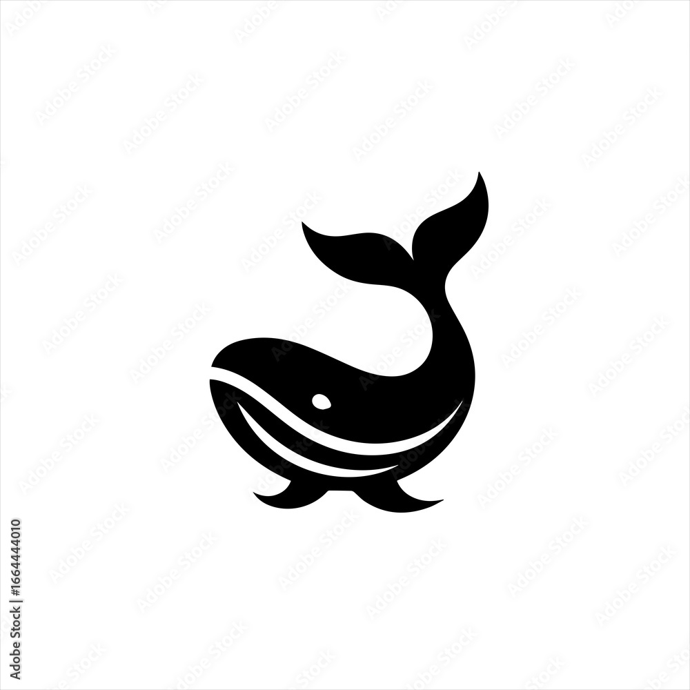 Fototapeta premium Stylized black whale logo on a white background