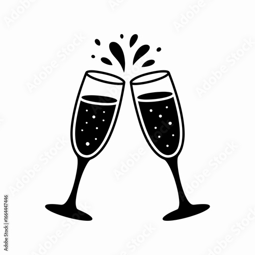 Cheers with Sparkling Champagne Glasses Illustration