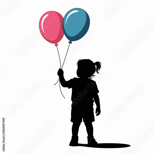 Child Holding Balloons Silhouette