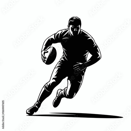 Dynamic Rugby Player in Action Silhouette