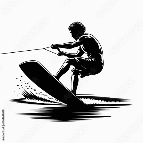 Dynamic Wakeboarding Action Silhouette Design