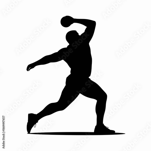 Dynamic Athlete Throwing Shot Put Silhouette