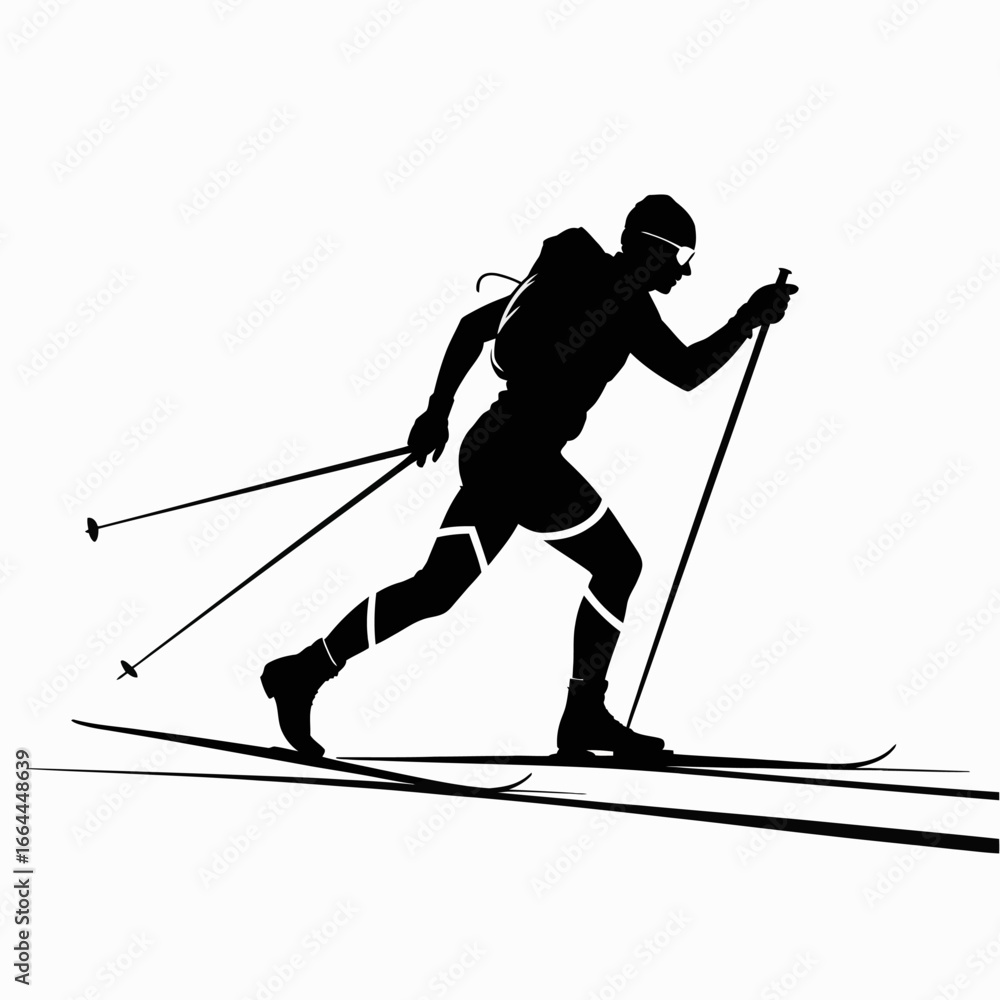 Fototapeta premium Silhouette of a Cross-Country Skier in Motion
