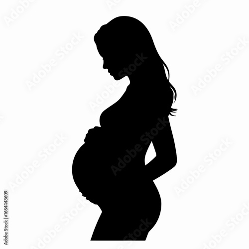 Pregnant Woman Silhouette in Profile View