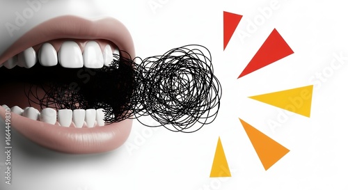 Tangled Thoughts and Communication Breakdown Conceptual Image with Bright Geometric Shapes