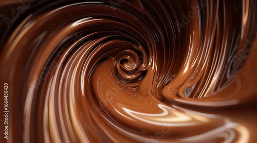 Swirling chocolate mixture creates a mesmerizing motion sequence, rich textures