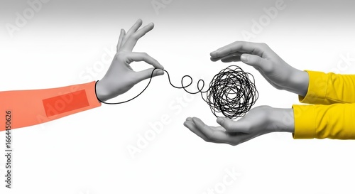 Untangling Problems Business Solution Helping Hands Solving Difficulties Conceptual Image