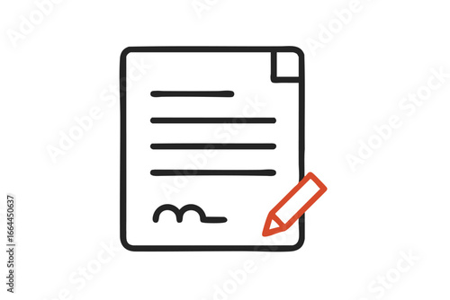 Handwritten signature on a document with a pencil nearby