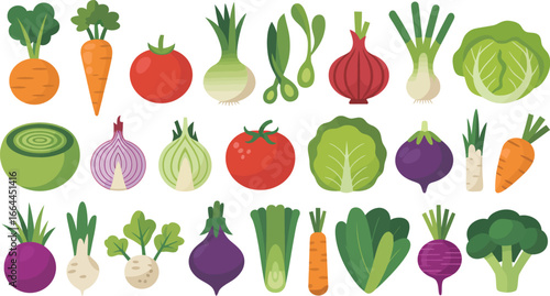 Vibrant assortment of fresh, colorful vegetables arranged in a cheerful pattern.