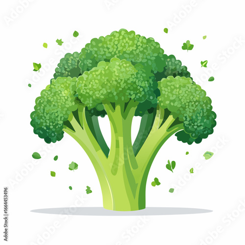 Bright Green Broccoli Head Illustration
