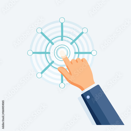 Business Hand Touching Digital Interface