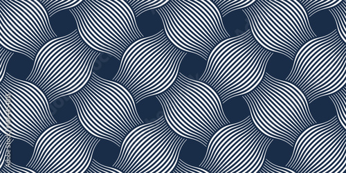 Weaving seamless pattern, traditional wicker lacing handicraft endless abstract background, geometric line weave wallpaper.