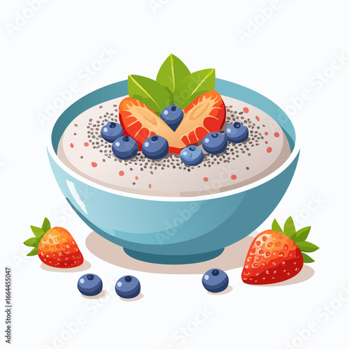 Colorful Oatmeal Bowl With Berries