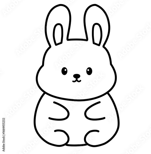 Cute bunny sitting sideways in simple line art.
