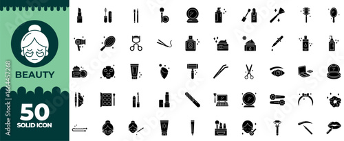 Beauty Solid Editable Icons set. Vector illustration in modern thin solid style of beauty icons: cosmetic, skin, care, etc