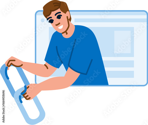 Programmer connecting hyperlink from website window