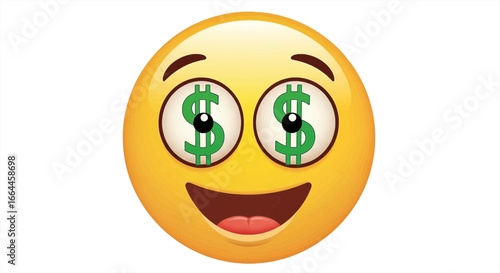 Excited emoji with dollar sign eyes expresses joy and anticipation for financial gain