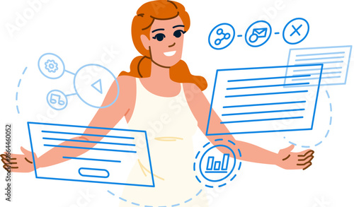 Project manager using software for managing digital content and social media marketing