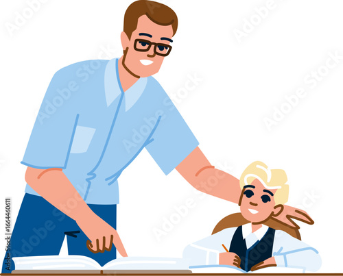 Teacher helping student with homework, providing support and encouragement